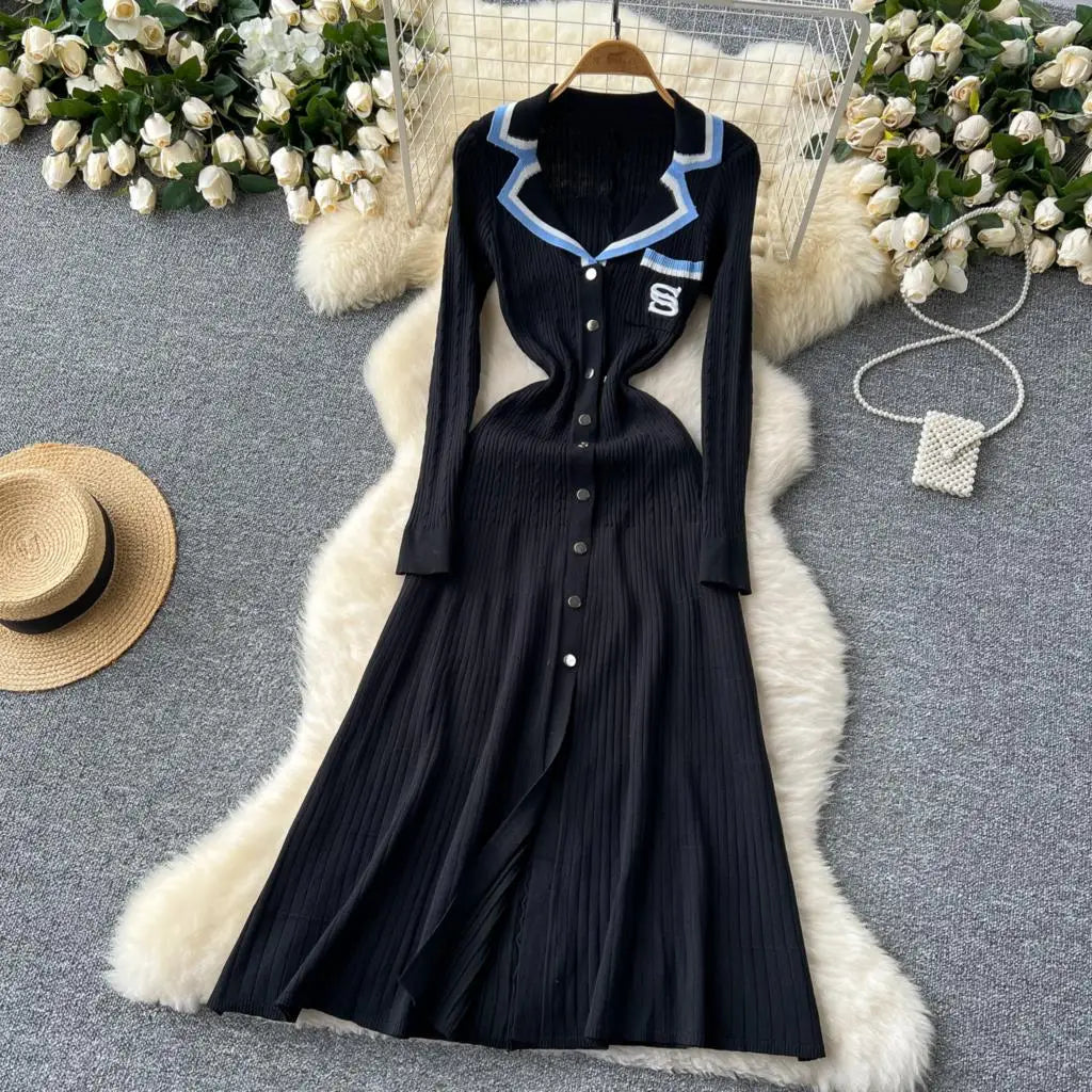 Elegant French Retro Knitted Slim Dress for Women - Image 18