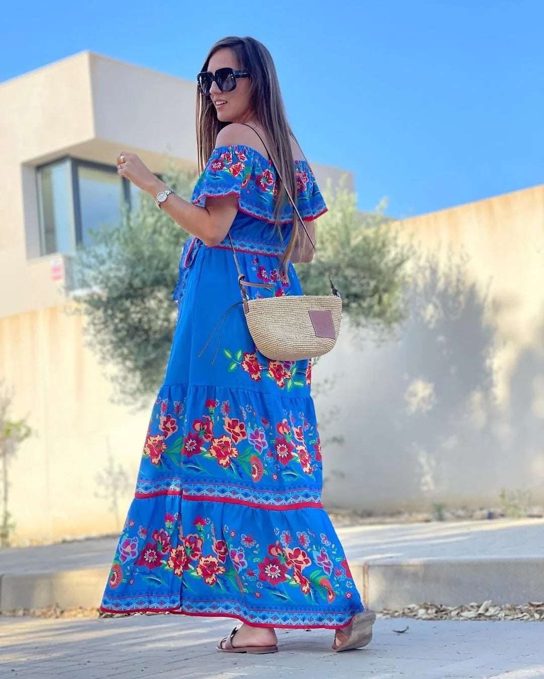 Women's Off-Shoulder Floral Print Cinco de Mayo Dress - Image 9