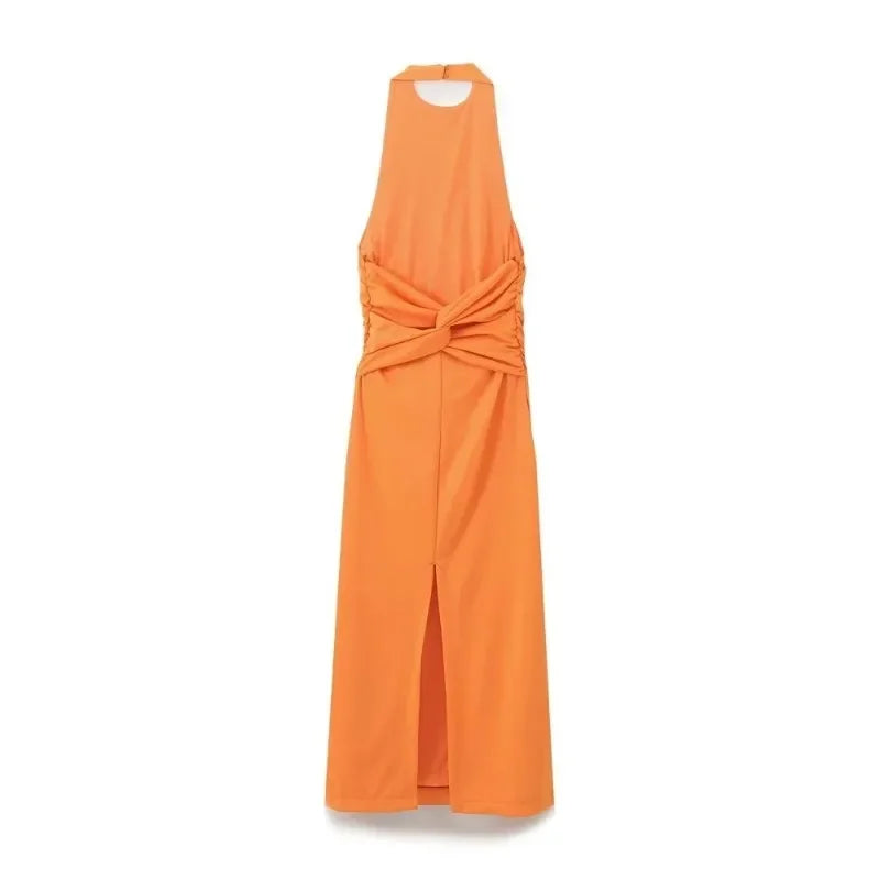 Elegant Summer Halter Dress for Women - Pleated & Backless - Image 6