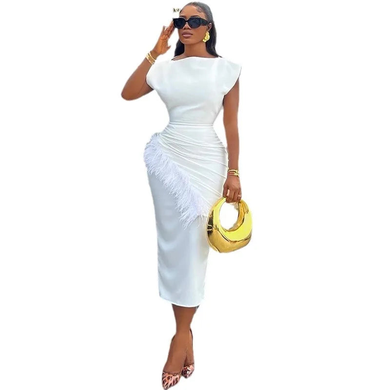 Elegant Ankle-Length Solid O Neck Women’s Dress - Image 4