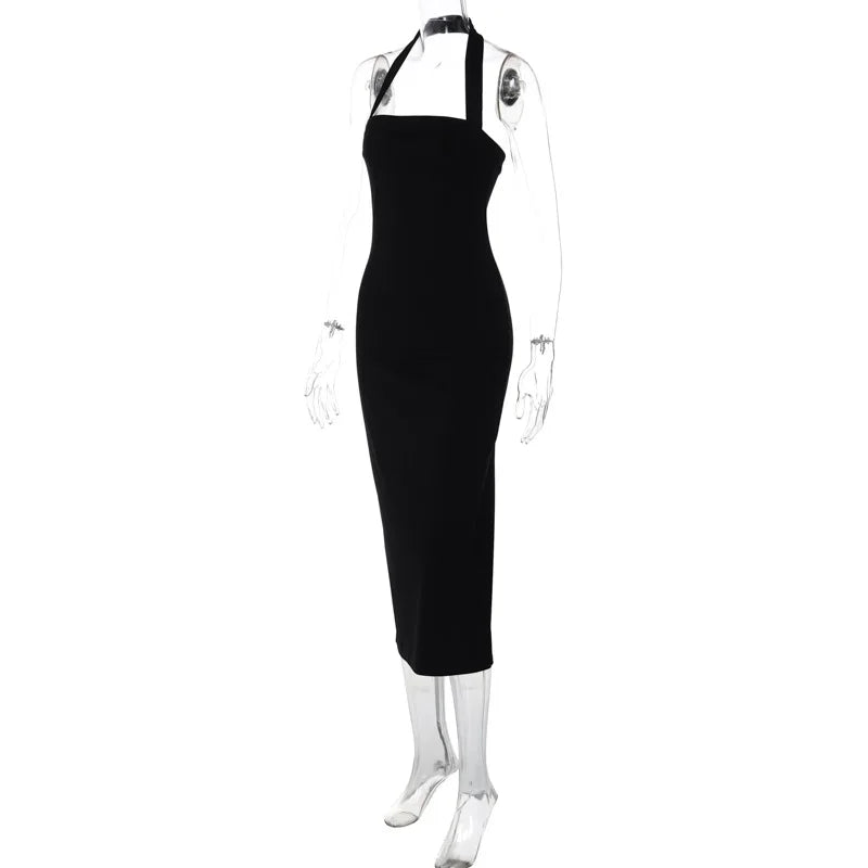 Elegant Backless One-Shoulder Black Bodycon Evening Dress - Image 12