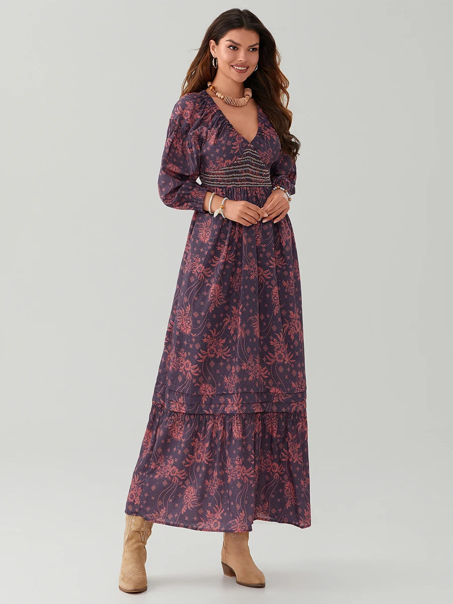 Bohemian Floral Print Flowy Beach Dress for Women - Image 53