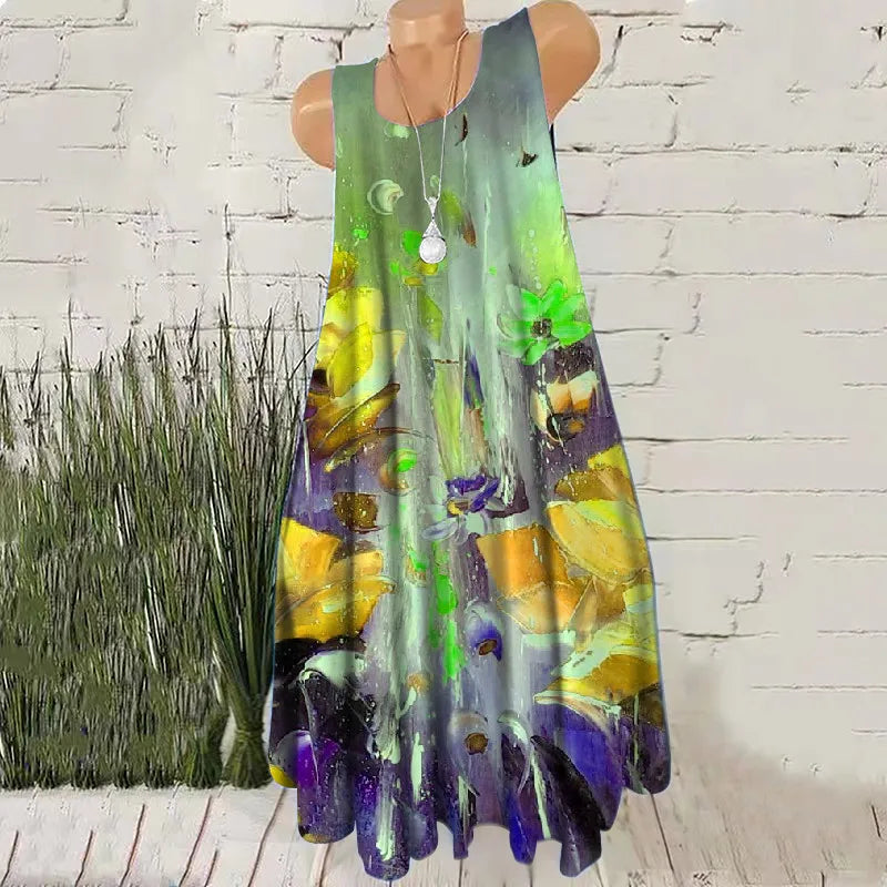 Stylish Hand-Painted Sleeveless Mini Dress for Women - Image 18