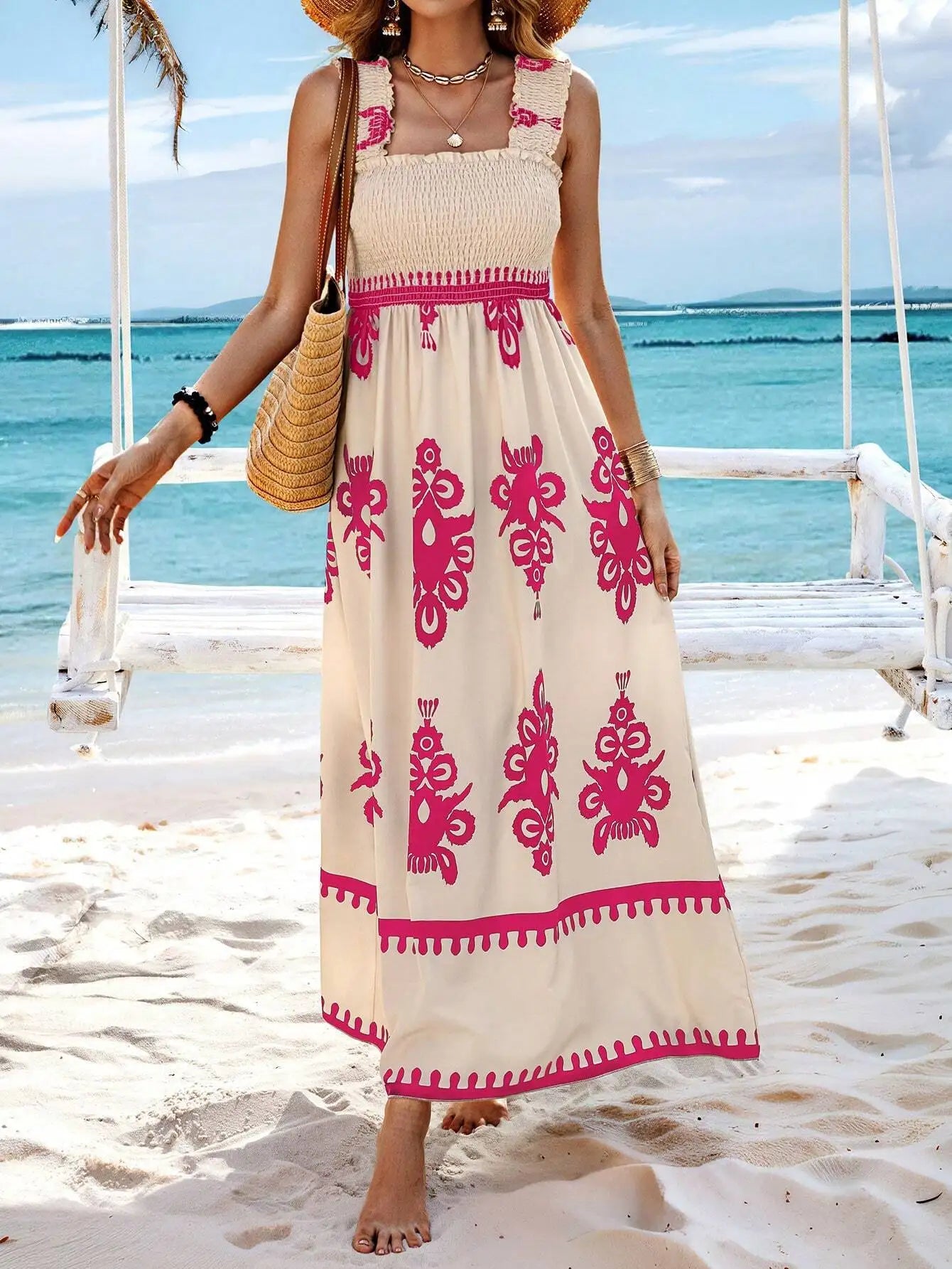 Elegant Women's Halter Beach Sundress with Stylish Print - Image 24