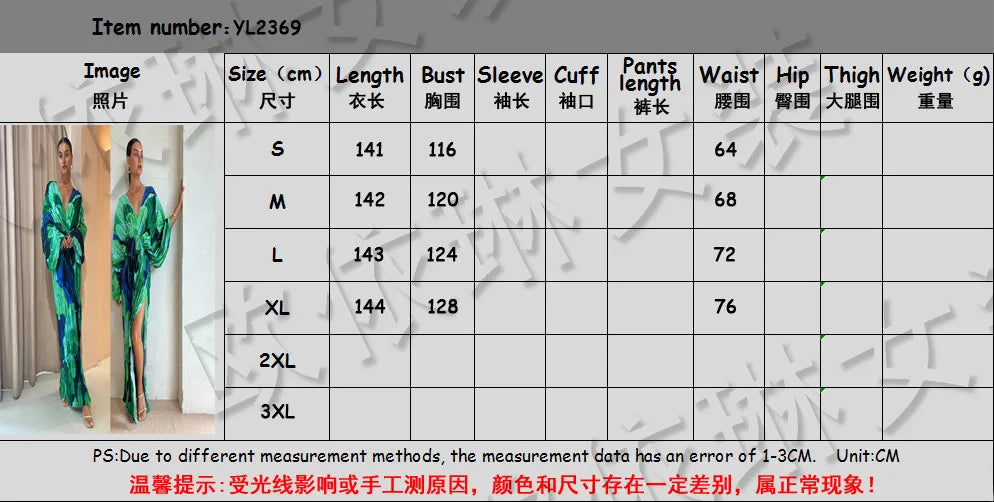V-Neck High Slit Color Printed Dress for Women - Image 8
