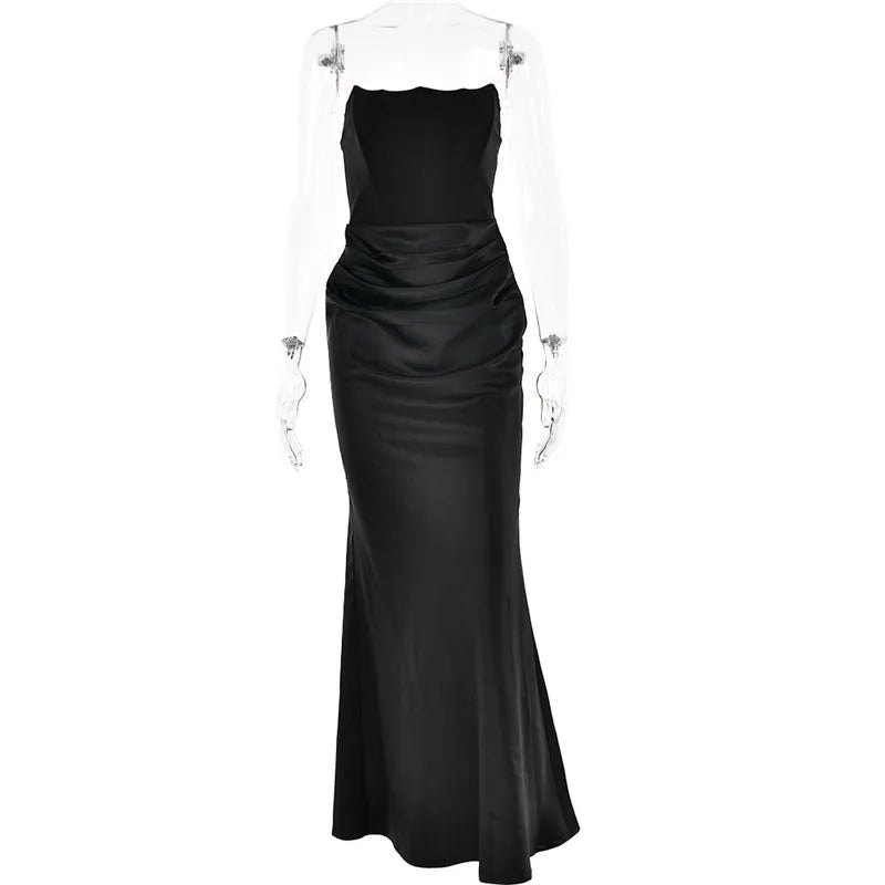 Elegant Black Strapless Bodycon Maxi Dress for Women - Image 13