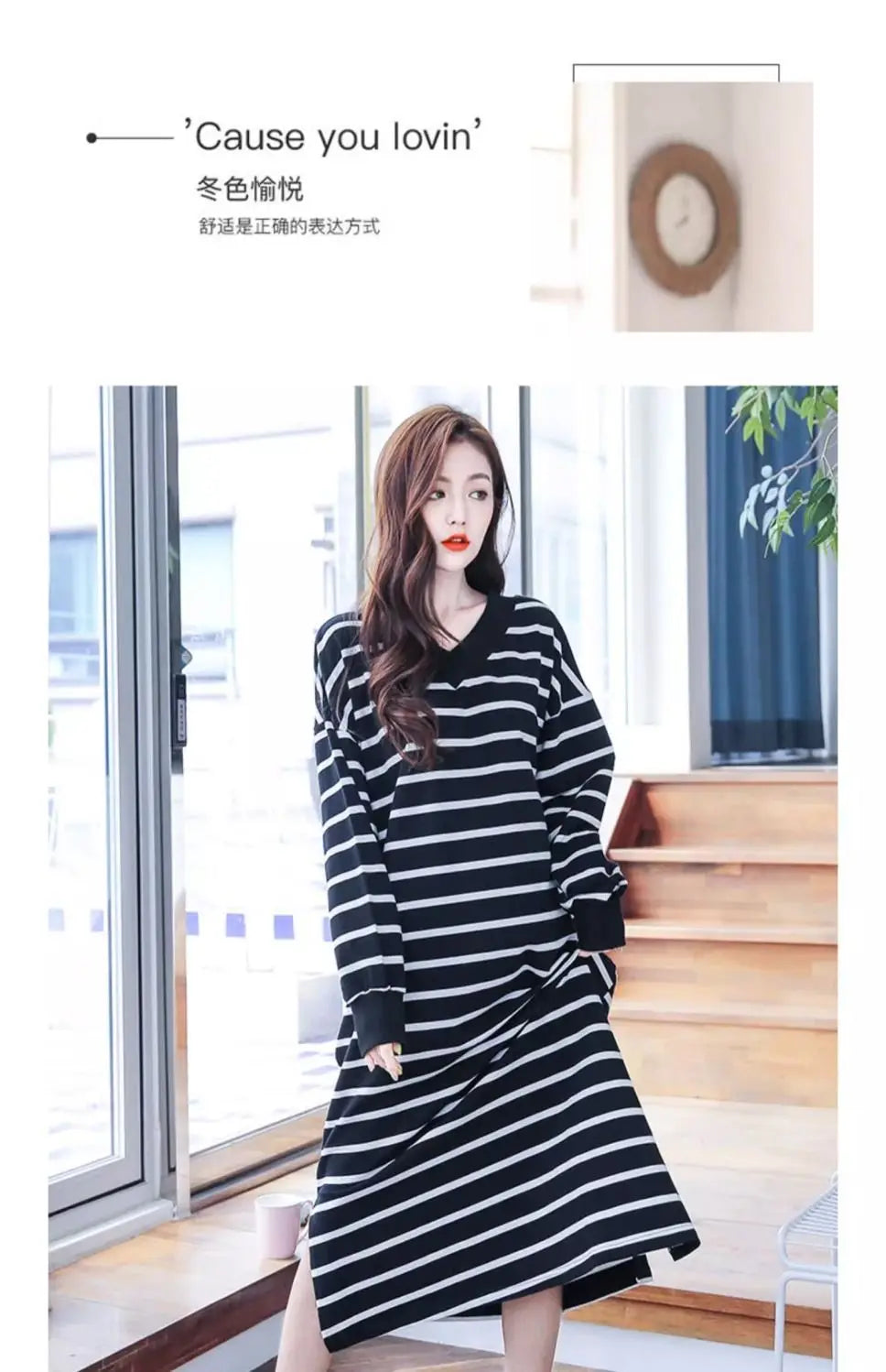 Plus Size Striped V-Neck Midi Dress - Casual Chic - Image 10
