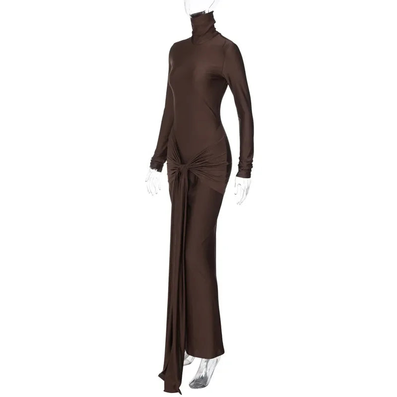 Slim Fit Turtleneck Bodycon Dress for Autumn Winter Events - Image 17