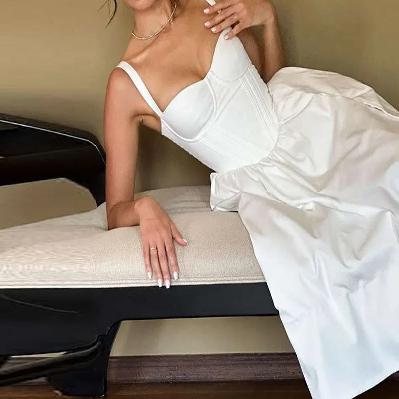 Elegant Backless Summer Dress for Women - Linen-Cotton Blend - Image 13