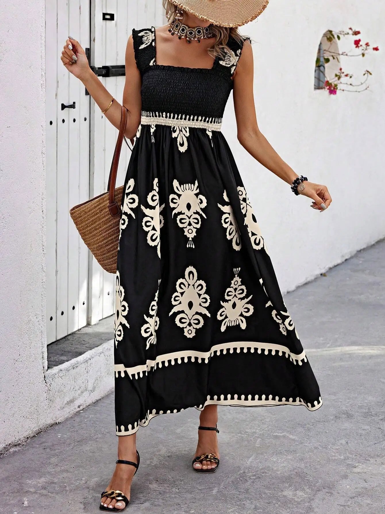 Elegant Women's Halter Beach Sundress with Stylish Print - Image 37