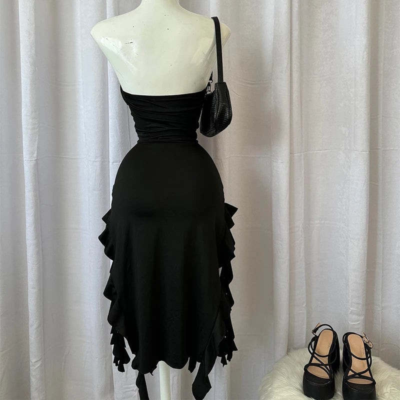 Elegant Black Summer Maxi Dress with Tassel Detail - Image 7