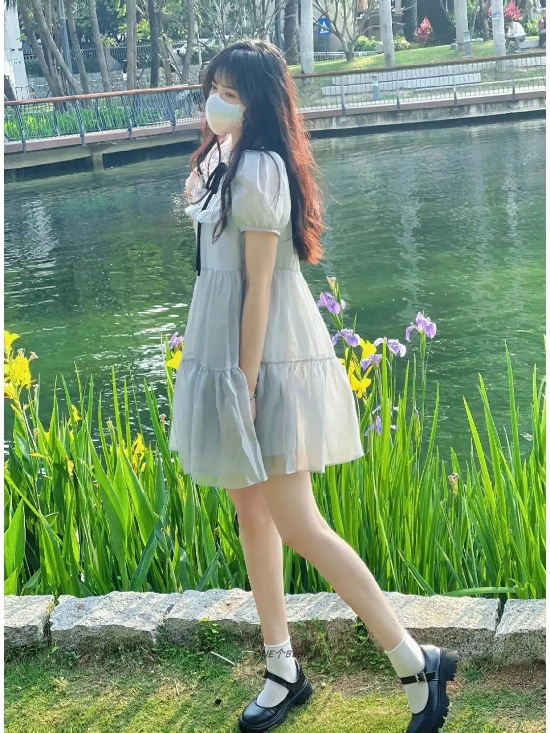 Elegant Spring Summer Chiffon Bow Tie A-line Dress - Image 15