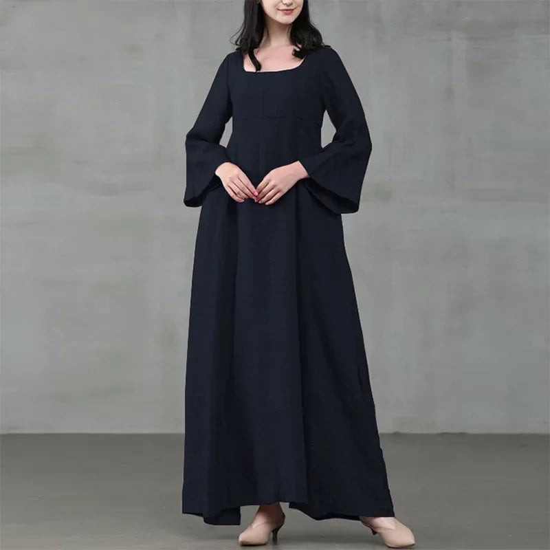 Vintage Square Collar Flare Sleeve Casual Sundress for Women - Image 5