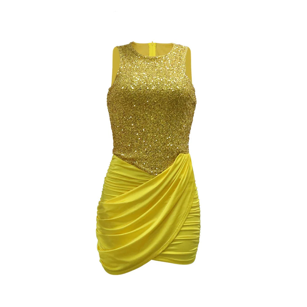 Chic Yellow Sequin Bodycon Dress for Special Occasions - Image 12