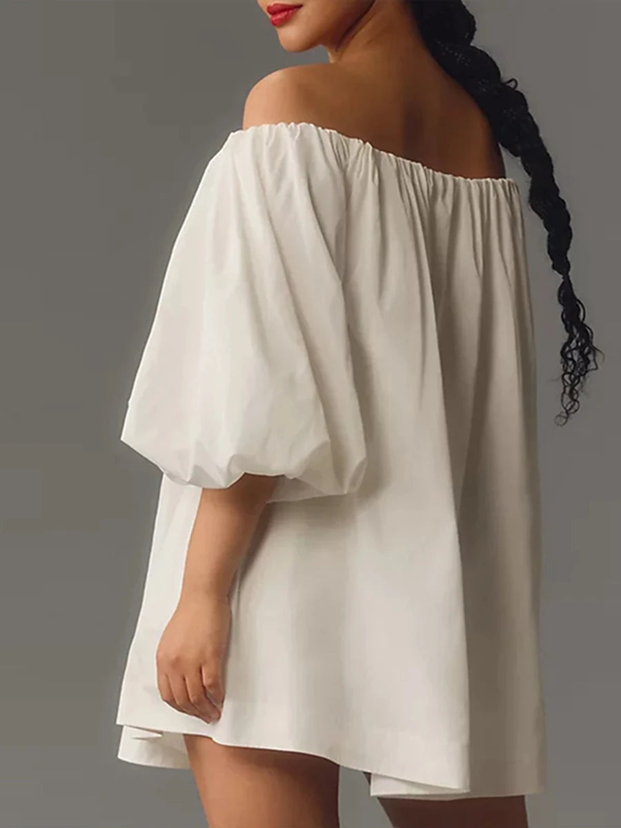 Chic Off-Shoulder Summer Mini Beach Dress for Women - Image 4