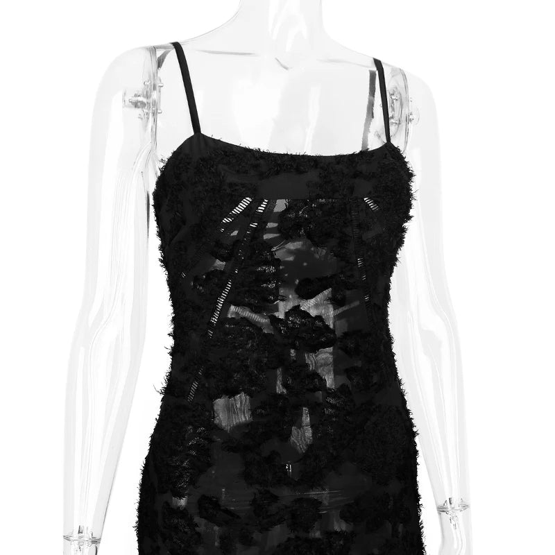 Elegant Boho Sheer Lace Maxi Dress with Spaghetti Straps - Image 22