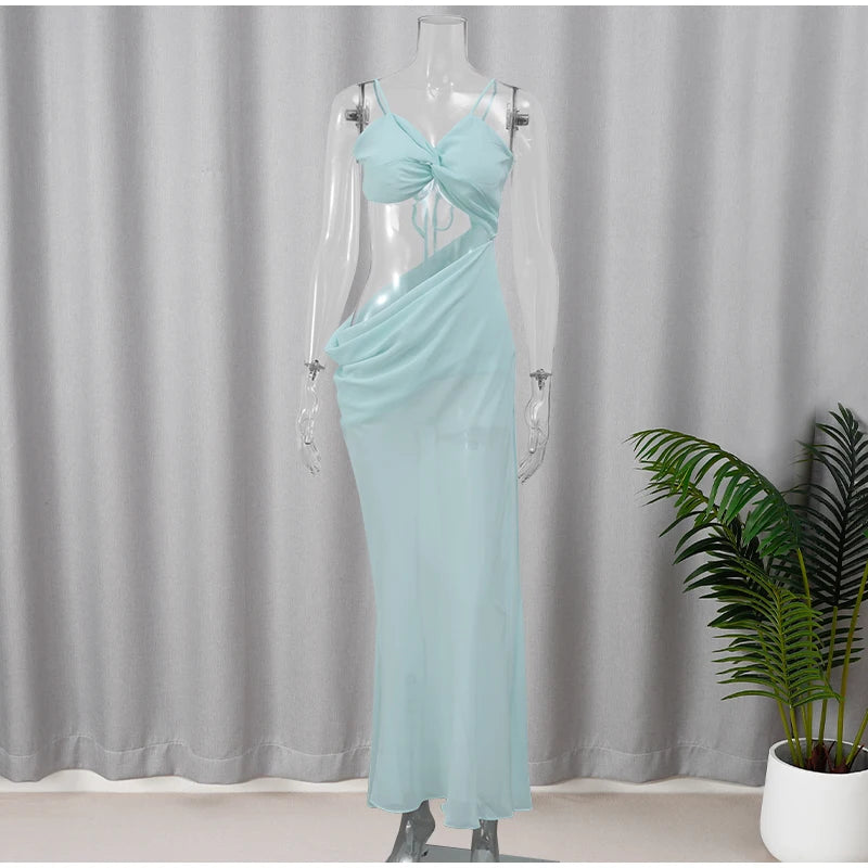 Elegant Backless Lace-Up Sling Evening Dress for Women - Image 11