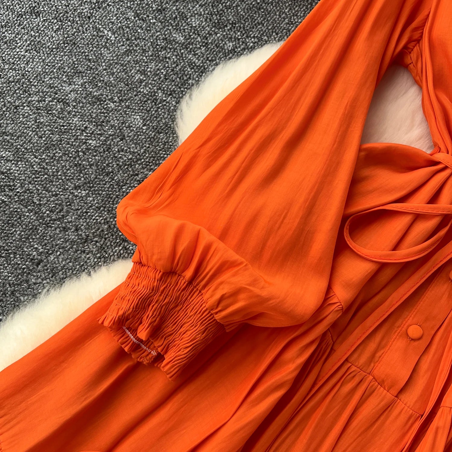 Elegant A-Line Beach Dress with Loose O-Neck Sleeves - Image 31