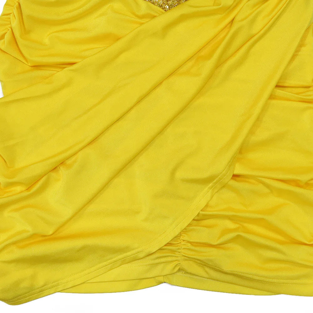Chic Yellow Sequin Bodycon Dress for Special Occasions - Image 21