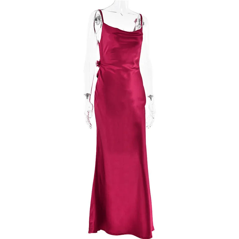 Elegant Backless Maxi Dress with Spaghetti Straps for Women - Image 43