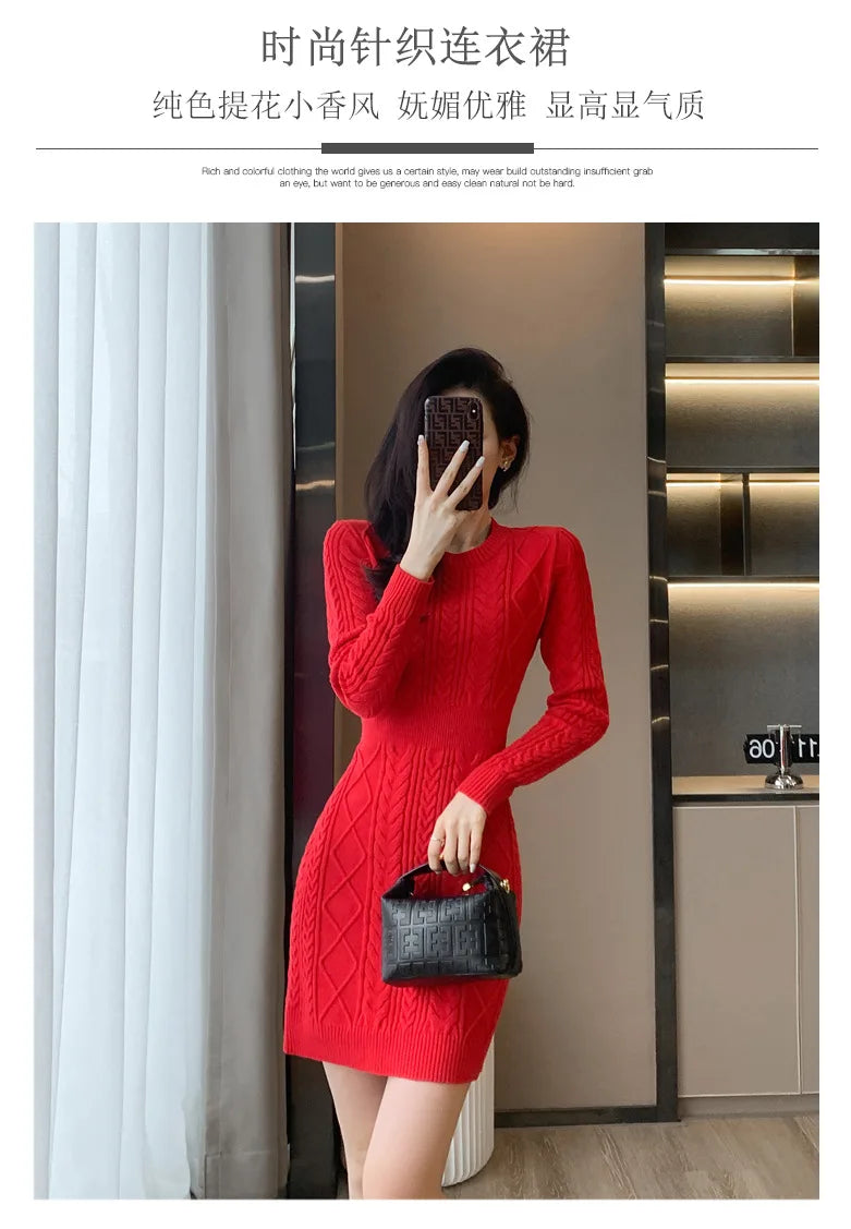 Soft Cozy Wool Knit Mini Dress for Autumn/Winter - Image 8