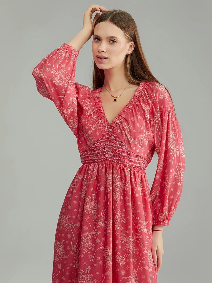 Bohemian Floral Print Flowy Beach Dress for Women - Image 28