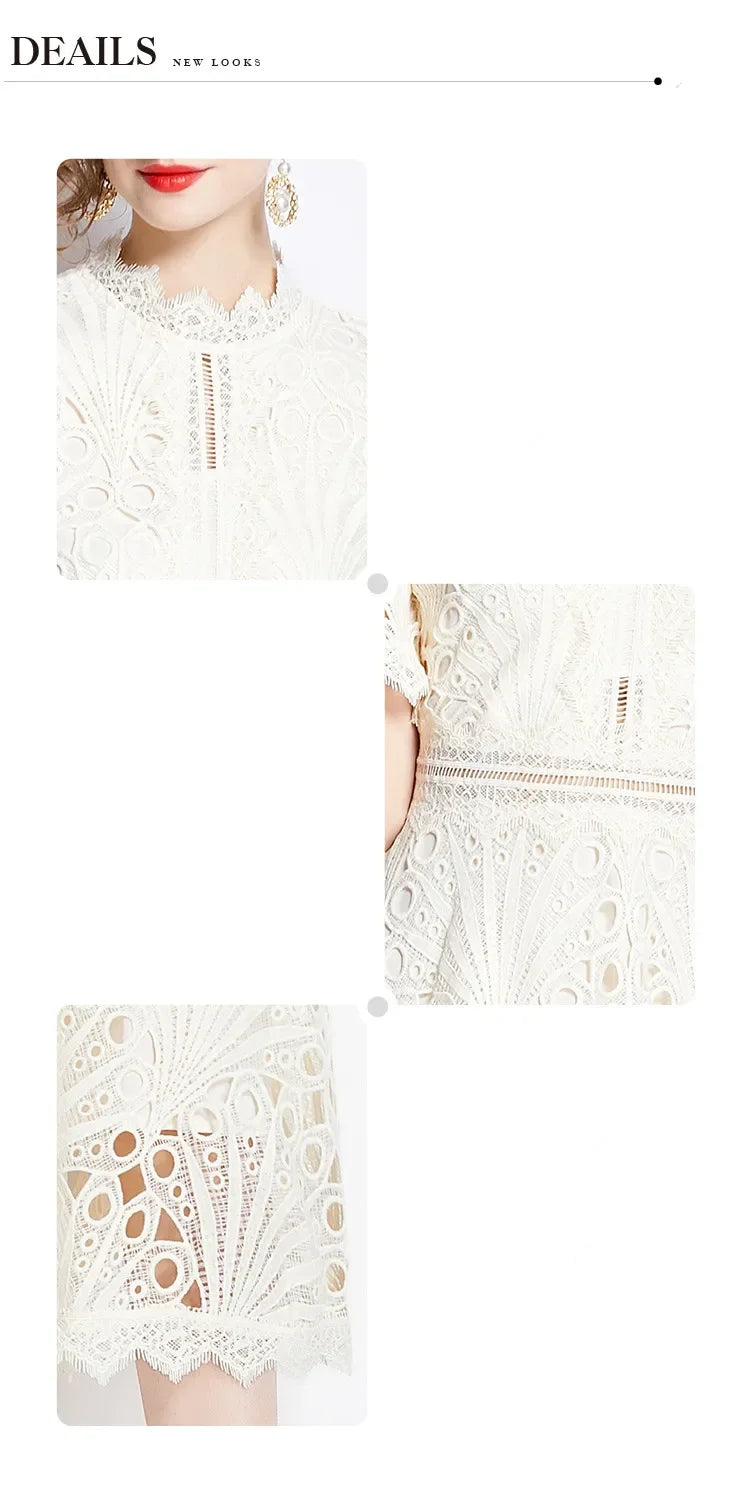 Elegant Vintage Lace Short Sleeve Summer Dress for Women - Image 29