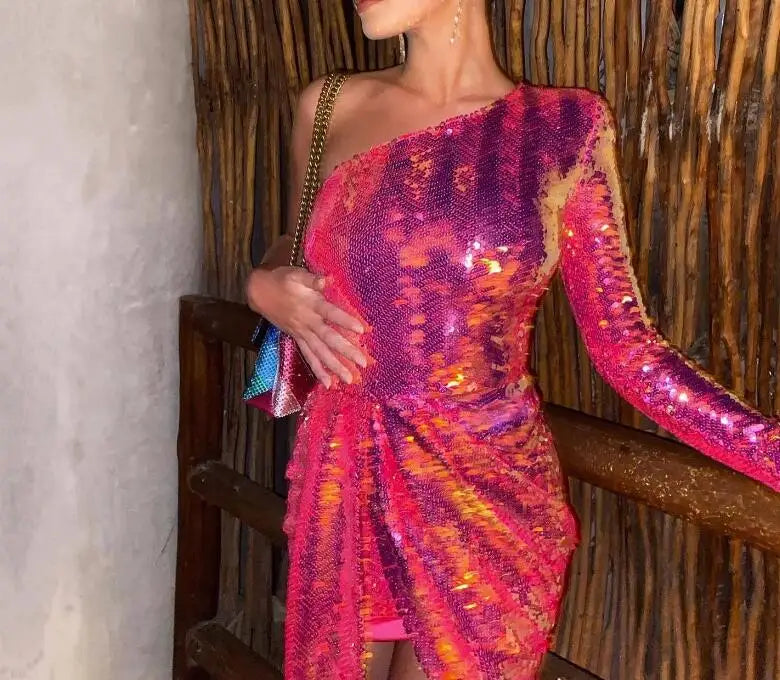 Chic Sequin Long Sleeve Slim Fit Dress for Women - Image 16