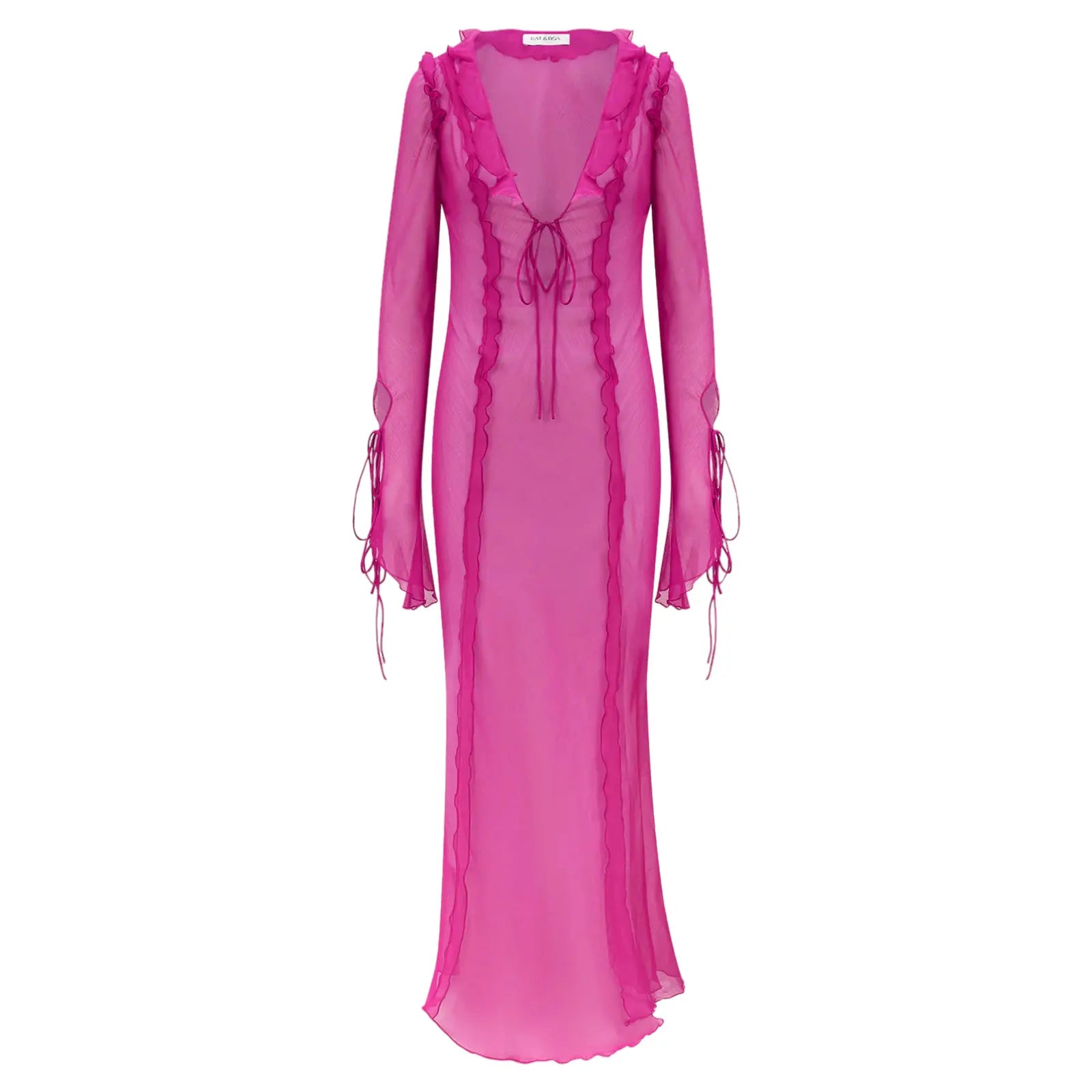 Elegant Sheer Ruffle Bodycon Long Dress for Summer Parties - Image 5