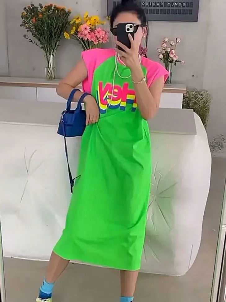 Summer Sleeveless Patchwork Loose Dress for Women - Image 8