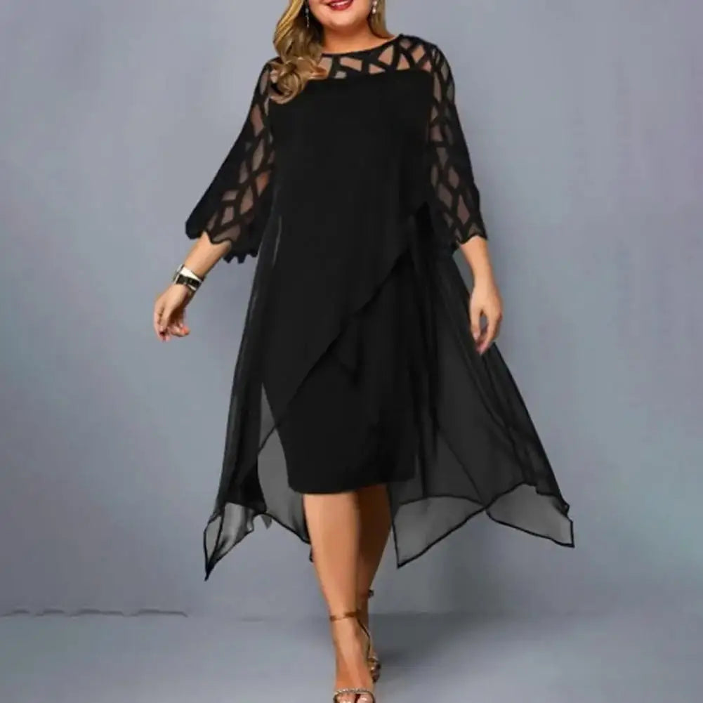 Sexy Plus Size Autumn Mesh Party Dress for Women - Image 8