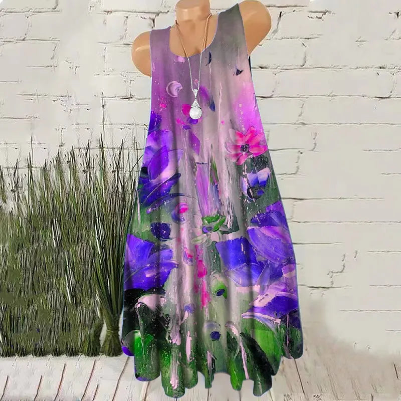 Stylish Hand-Painted Sleeveless Mini Dress for Women - Image 5