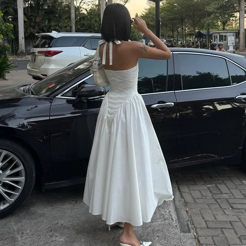 Sexy Deep V Hollow Halterneck Backless Summer Dress - Image 31