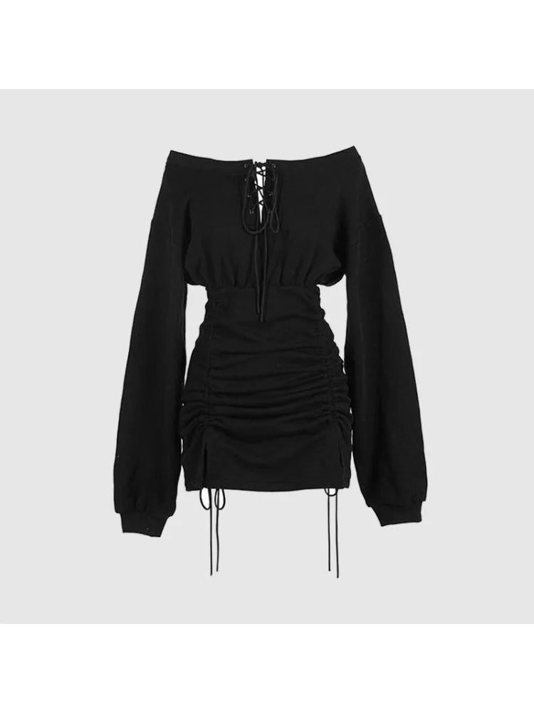 Off Shoulder Pleated Goth Dress for Spring/Summer - Image 9