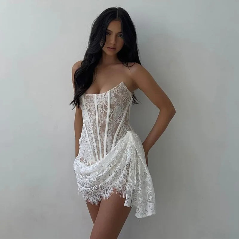 Elegant Sleeveless Lace Patchwork Mini Dress for Parties - Image 17