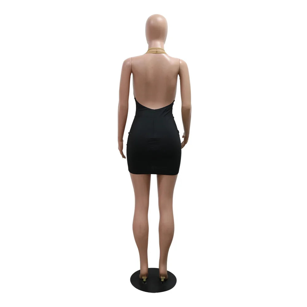 Chic Backless Lace V-Neck Mini Dress for Summer - Image 11