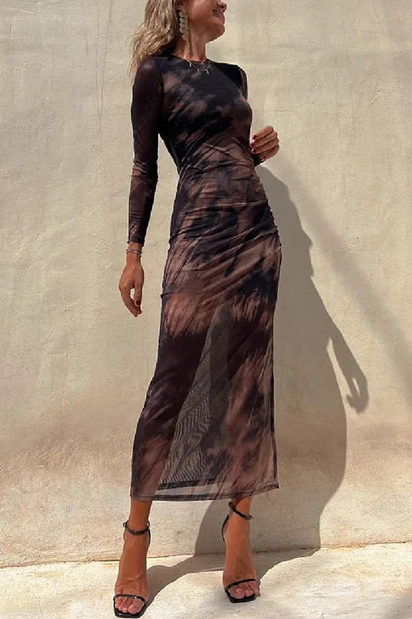Chic Long Sleeve Mesh Dress for Women - Spring & Autumn - Image 22