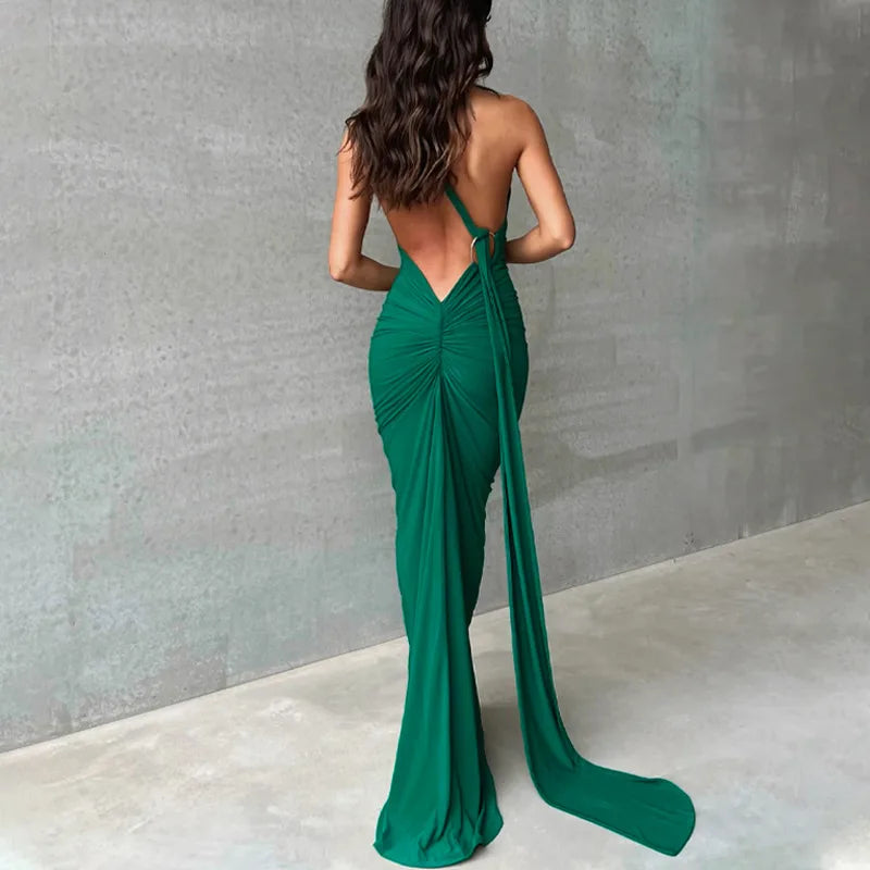 Elegant One Shoulder Maxi Dress - Sexy Backless Design - Image 19