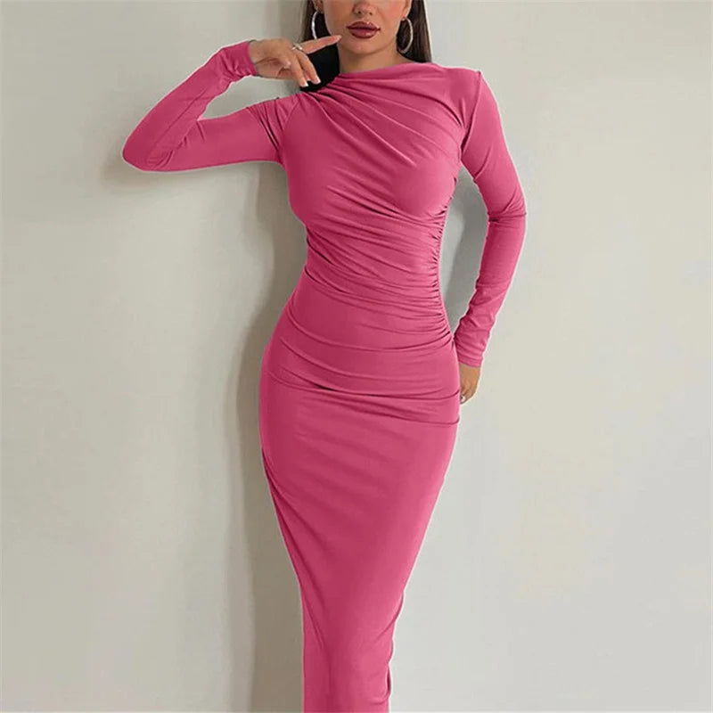 Women's Slim Fit Long Sleeve Wrap Dress - Casual & Chic - Image 4
