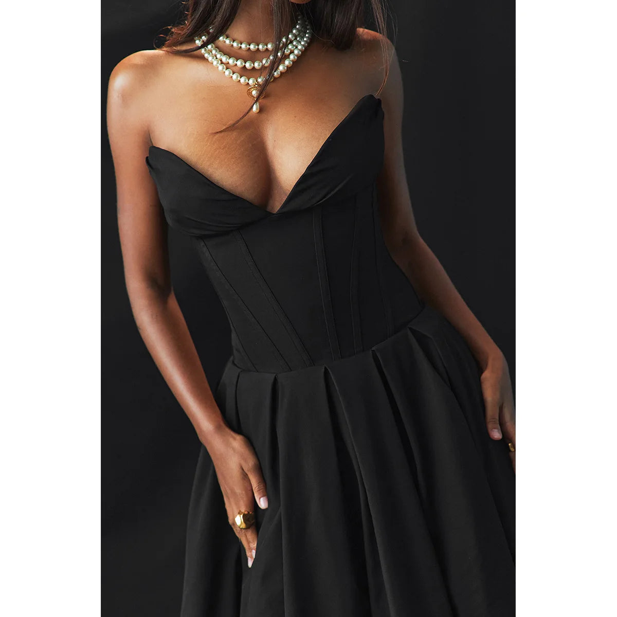 Elegant Strapless Midi Corset Dress for Special Occasions - Image 22