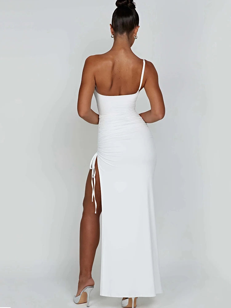Sexy One Shoulder High Slit Maxi Dress for Women - Image 35