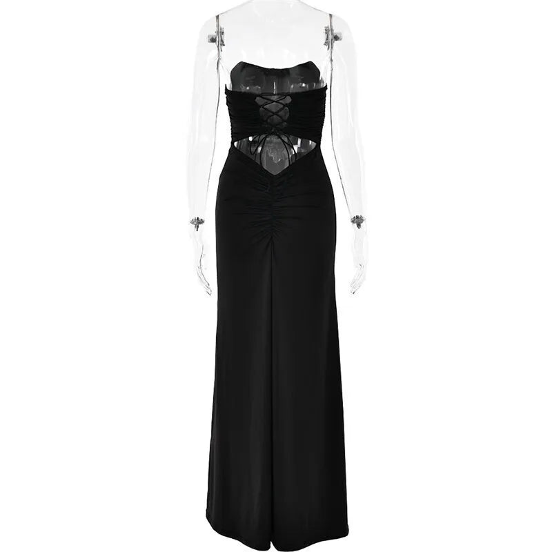 Off-Shoulder Lace-Up Maxi Dress for Summer Parties - Image 13