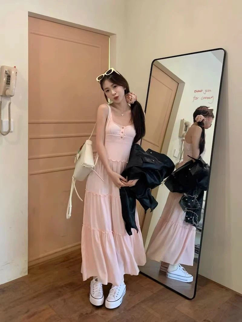 Summer Sweet Pink Maxi Dress with Ruffles for Women - Image 18