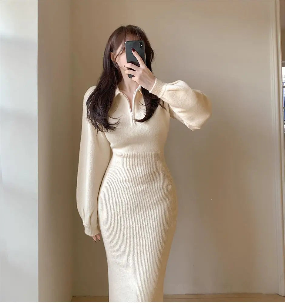 Elegant Vintage Knitted Midi Dresses for Women - Image 35