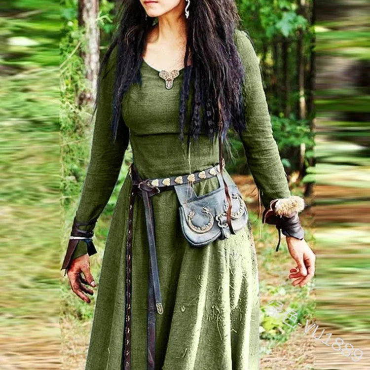 Elegant Long Sleeve Medieval Maxi Dress for Women - Image 8