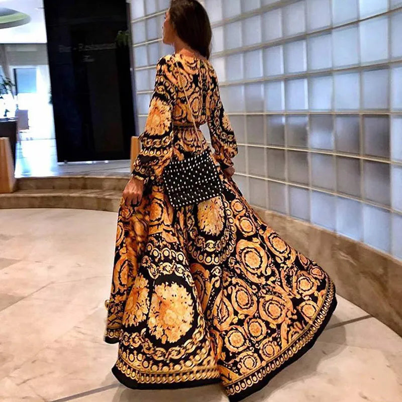 Boho V-Neck Printed Maxi Dress for Summer Events - Image 7