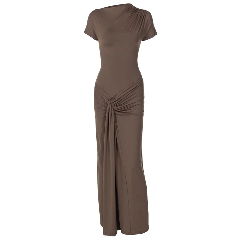 High Waist Sexy Maxi Dress with Lace-Up Detail - Image 26