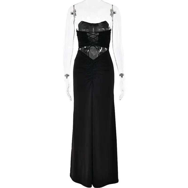 Strapless Lace-Up Maxi Dress for Women - Summer Party Outfit - Image 15