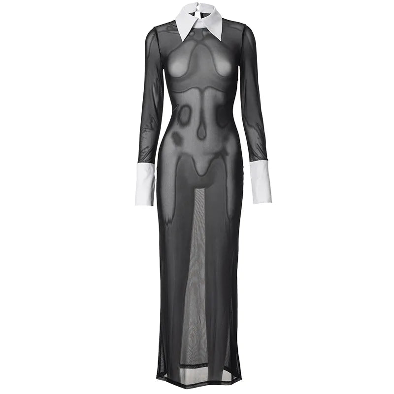Elegant Black Polo Neck Casual Dress for Women - Image 23