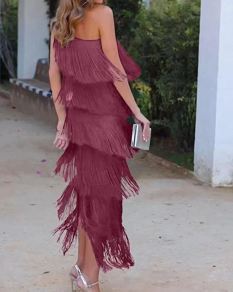 Trendy Asymmetrical Fringed Dress for Spring & Summer - Image 20